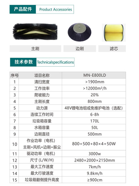 新型全封闭自卸式疏附扫地机MN-E800LD